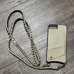 Bandolier Cream Phone Case with Studded Strap